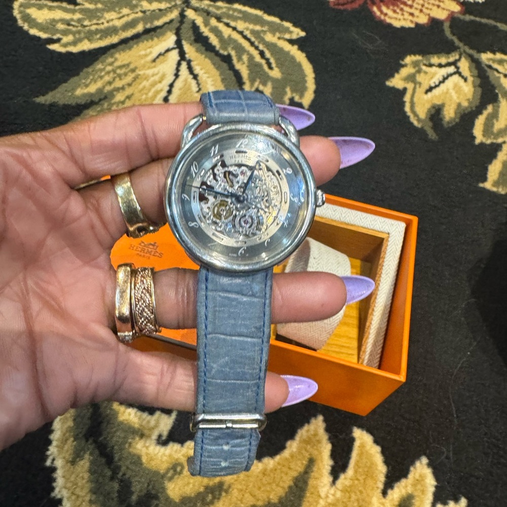 Hermes Arceau Squelette Skeleton Automatic Anniversary Wristwatch